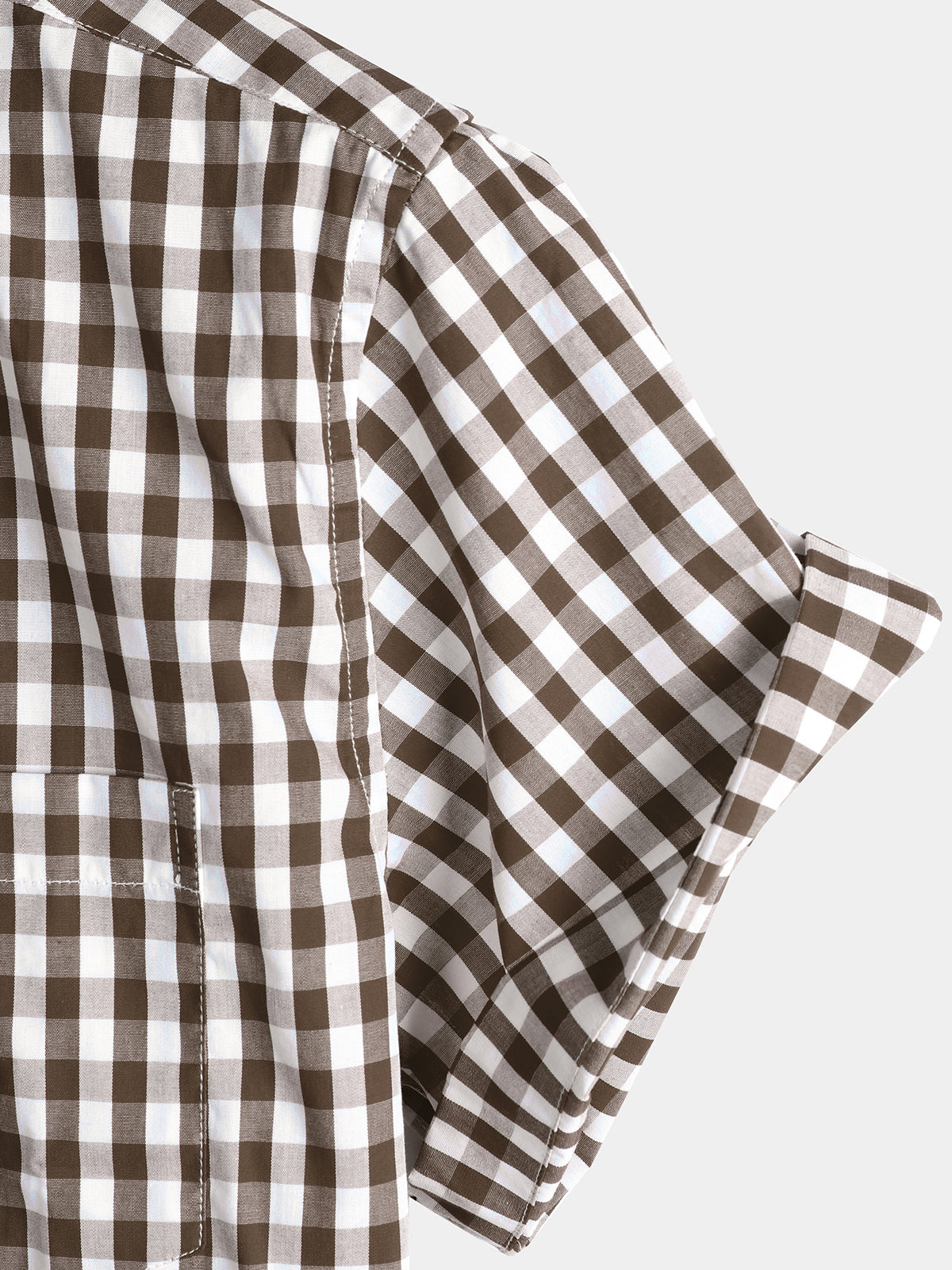 Casual de color sólido a cuadros de algodón Pockecamiseta para hombre