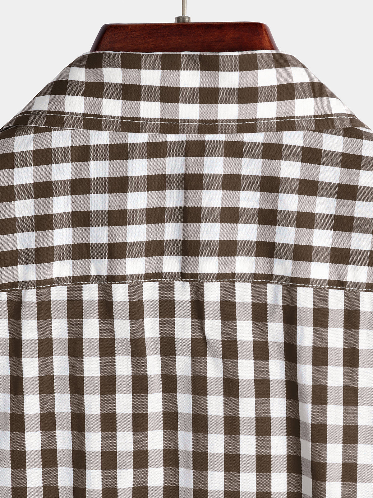Casual de color sólido a cuadros de algodón Pockecamiseta para hombre