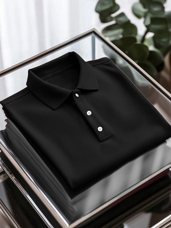 Camisa polo ejecutivo casual Embroidery Button de manga corta para hombre