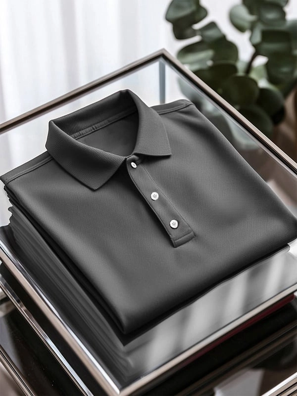 Camisa polo ejecutivo casual Embroidery Button de manga corta para hombre