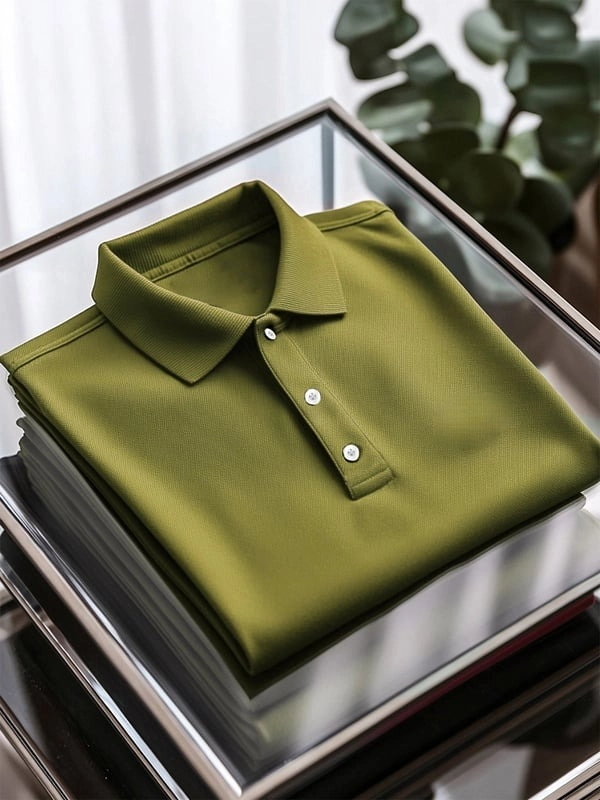 Camisa polo ejecutivo casual Embroidery Button de manga corta para hombre