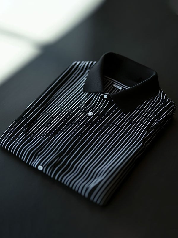 Camisa clásico casual a rayas Logo de manga corta para hombre