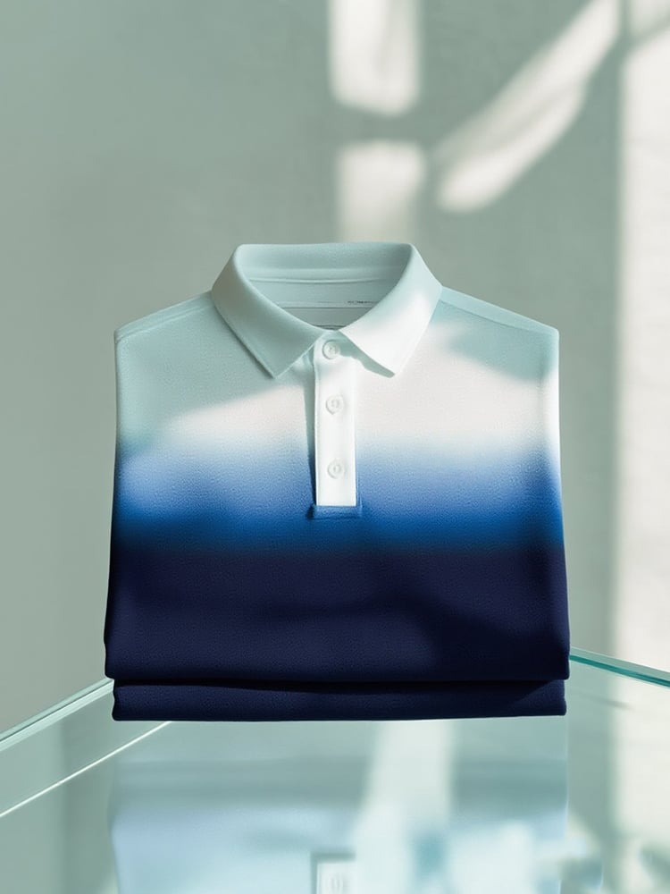 Camisa polo ejecutivo casual degradado Logo Button de manga corta para hombre