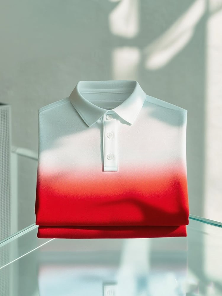 Camisa polo ejecutivo casual degradado Logo Button de manga corta para hombre