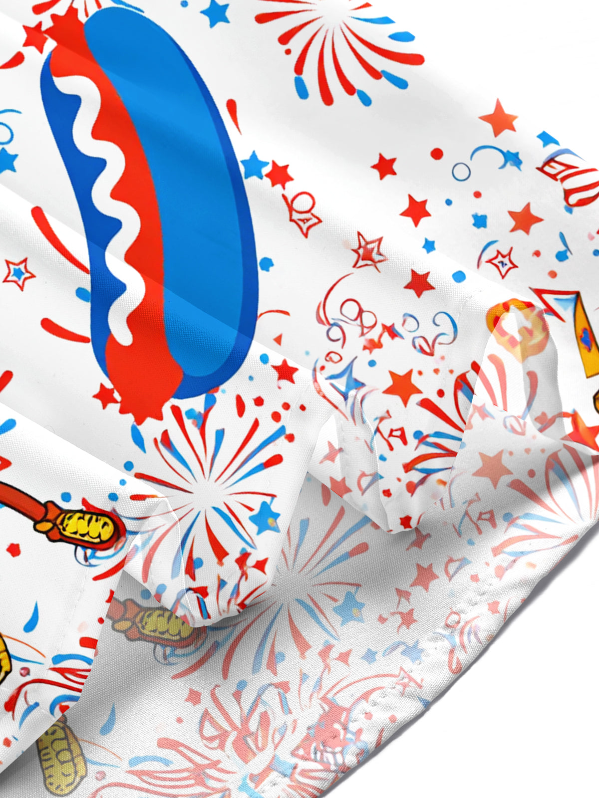 American Flag Hot Dog Burger Funny estampado Pocket de manga corta camisas para hombre