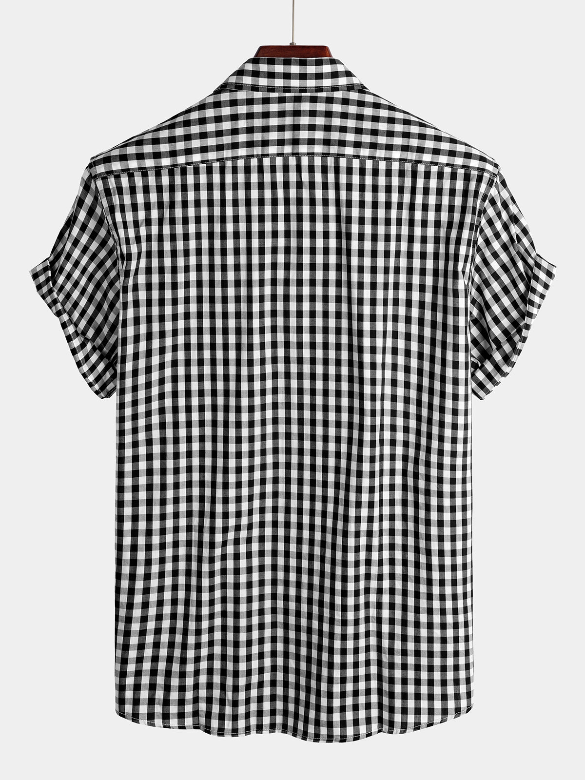 Casual de color sólido a cuadros de algodón Pockecamiseta para hombre