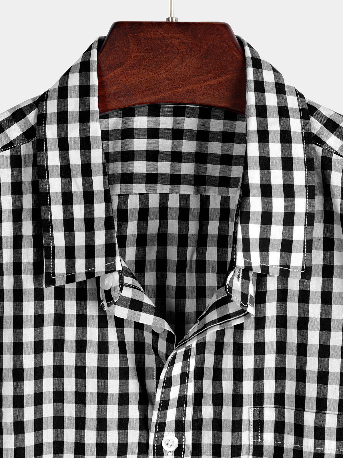 Casual de color sólido a cuadros de algodón Pockecamiseta para hombre