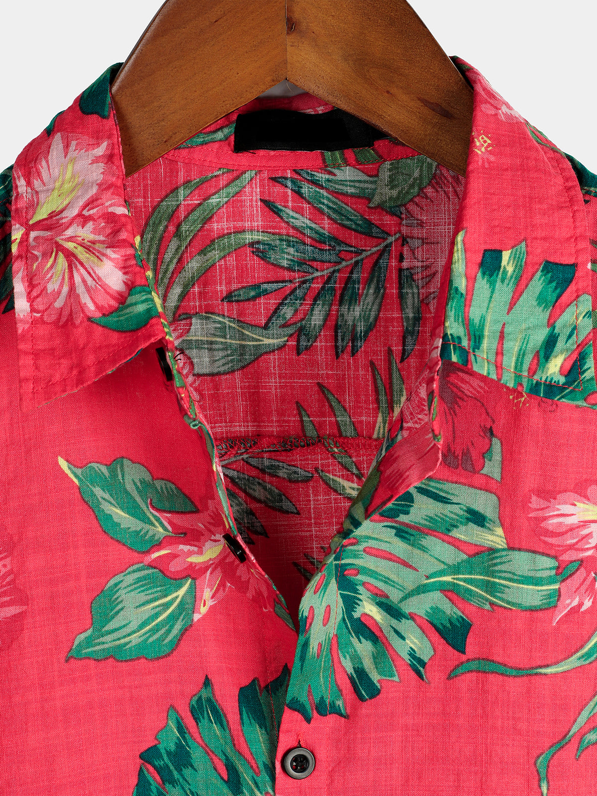 Camisa Red Flower Tropical Hawaiian de algodón de manga corta para hombre