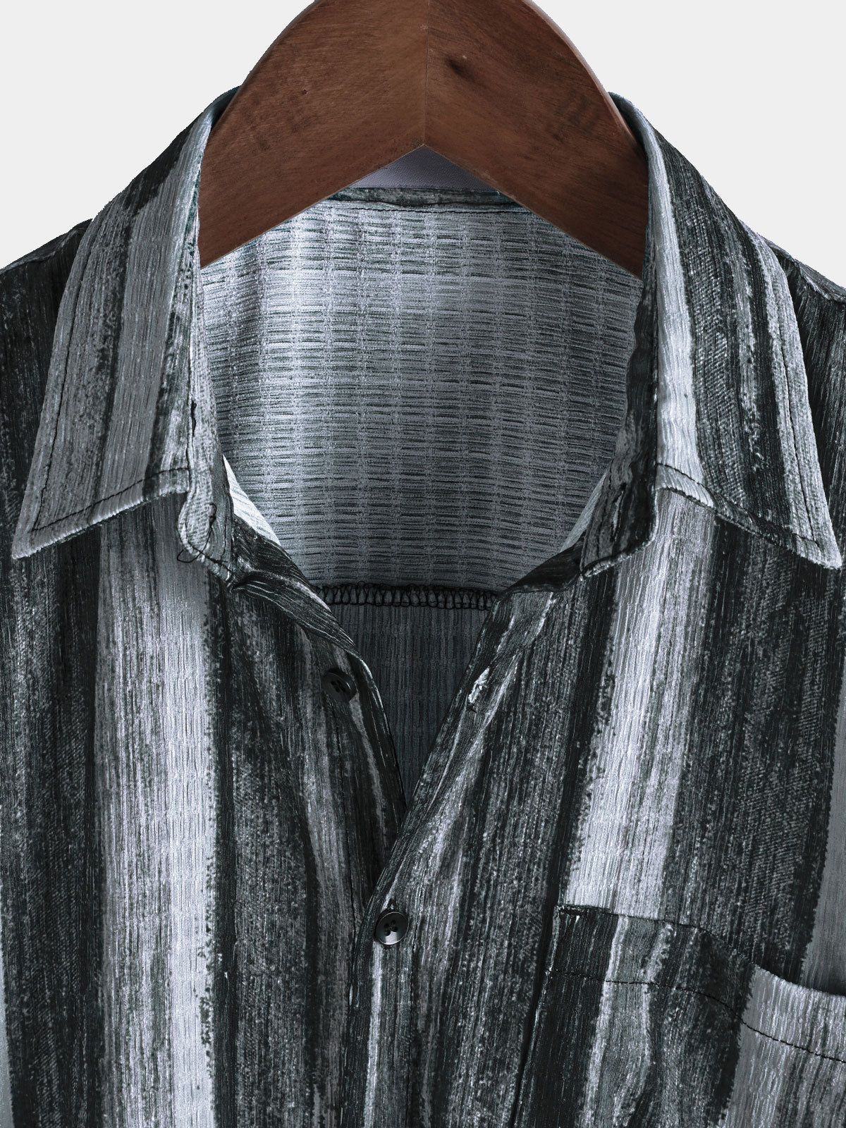Camisa vintage Black a rayas Hawaiian Button Up de manga corta para hombre