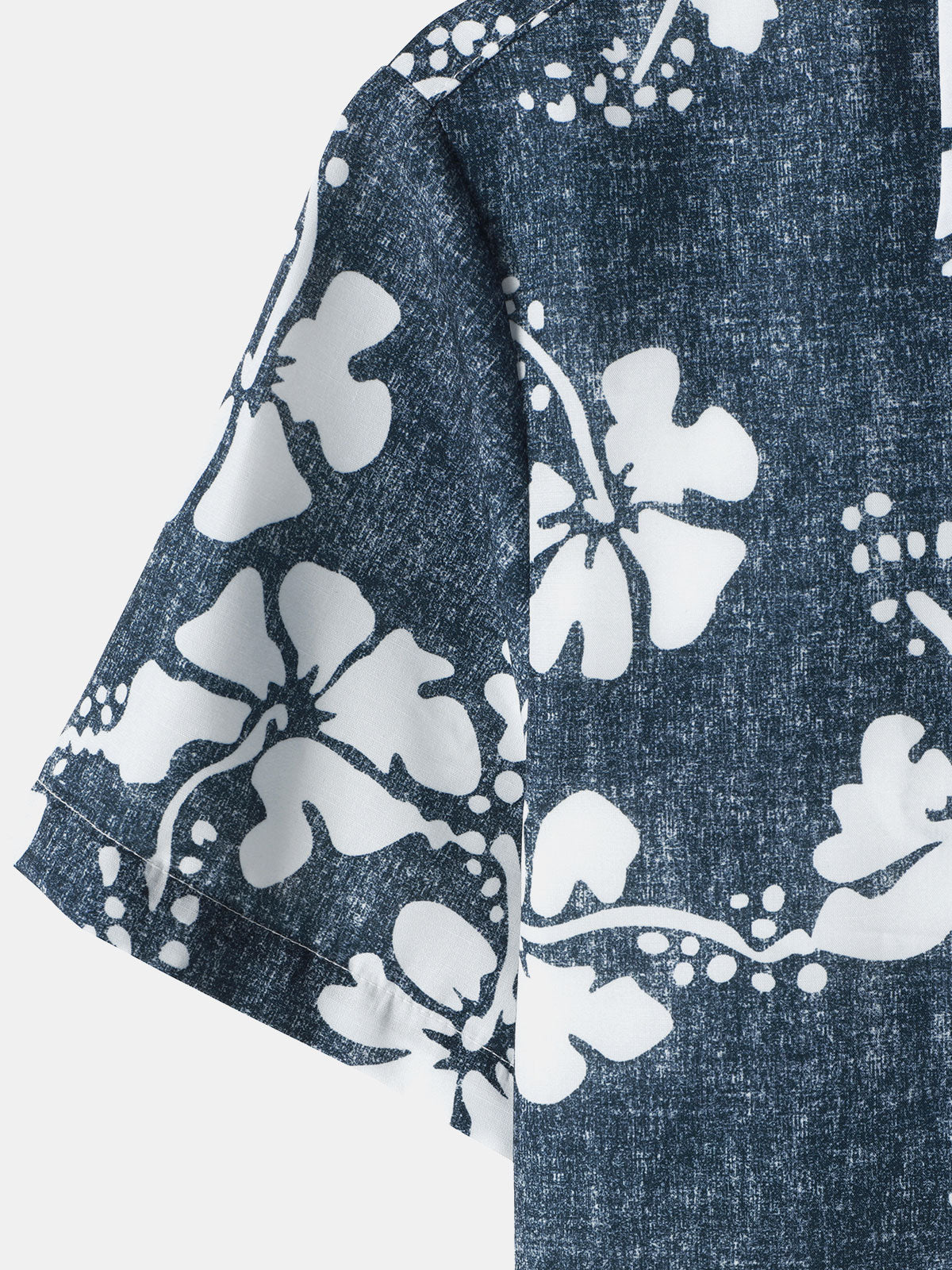 Camisa floral Hawaiian Pocket Navy Blue Button Up de manga corta para hombre