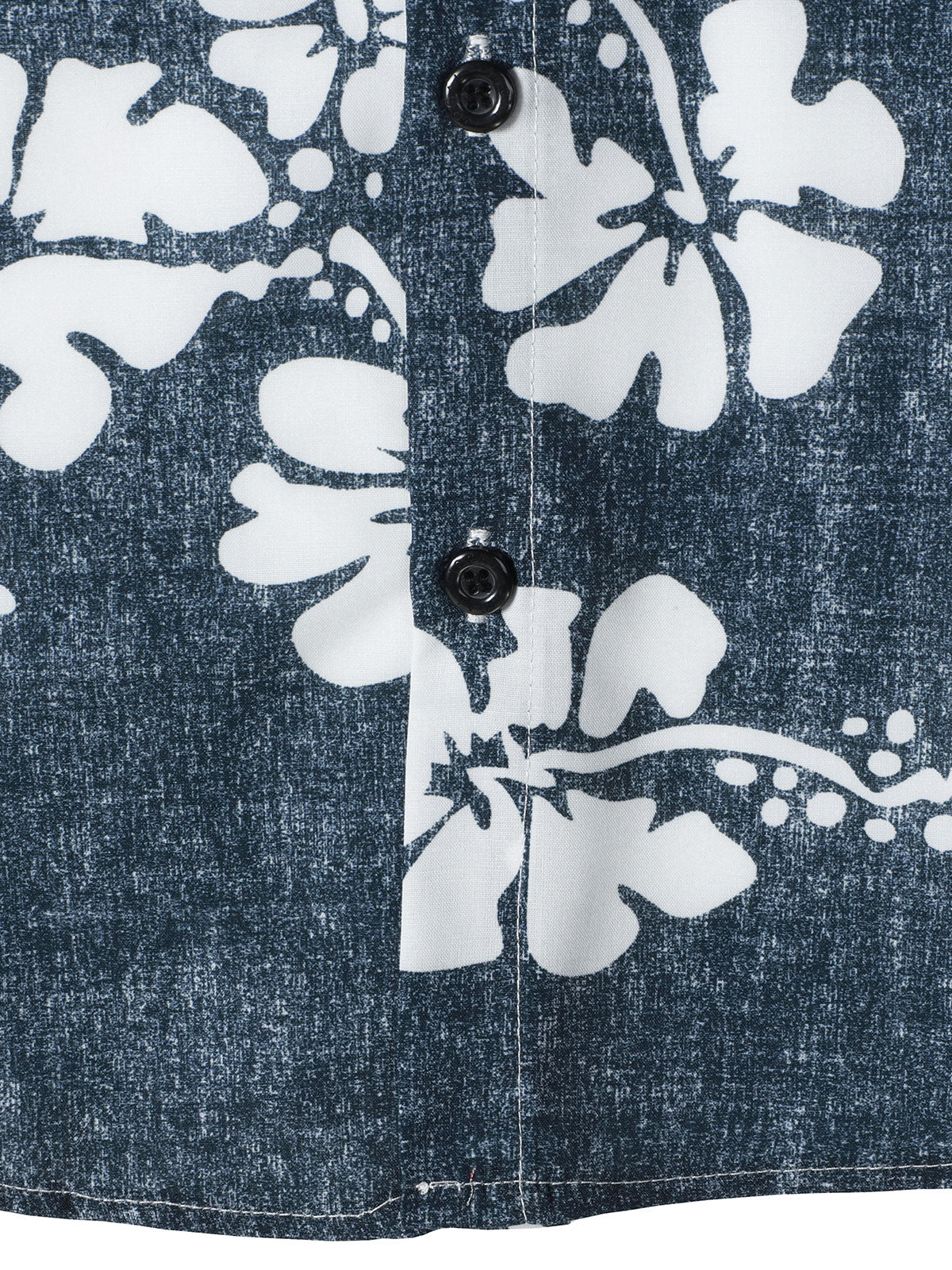 Camisa floral Hawaiian Pocket Navy Blue Button Up de manga corta para hombre