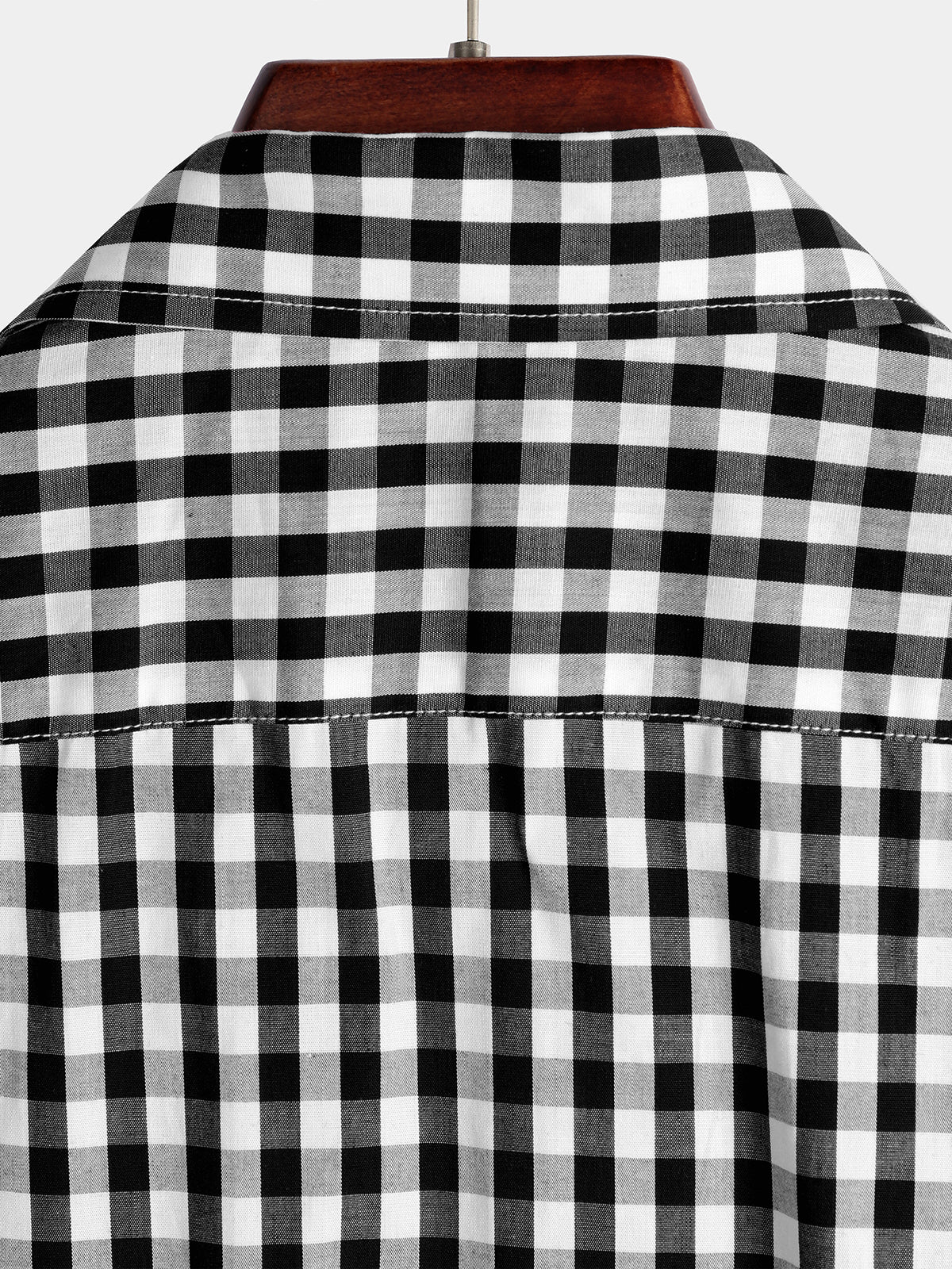 Casual de color sólido a cuadros de algodón Pockecamiseta para hombre