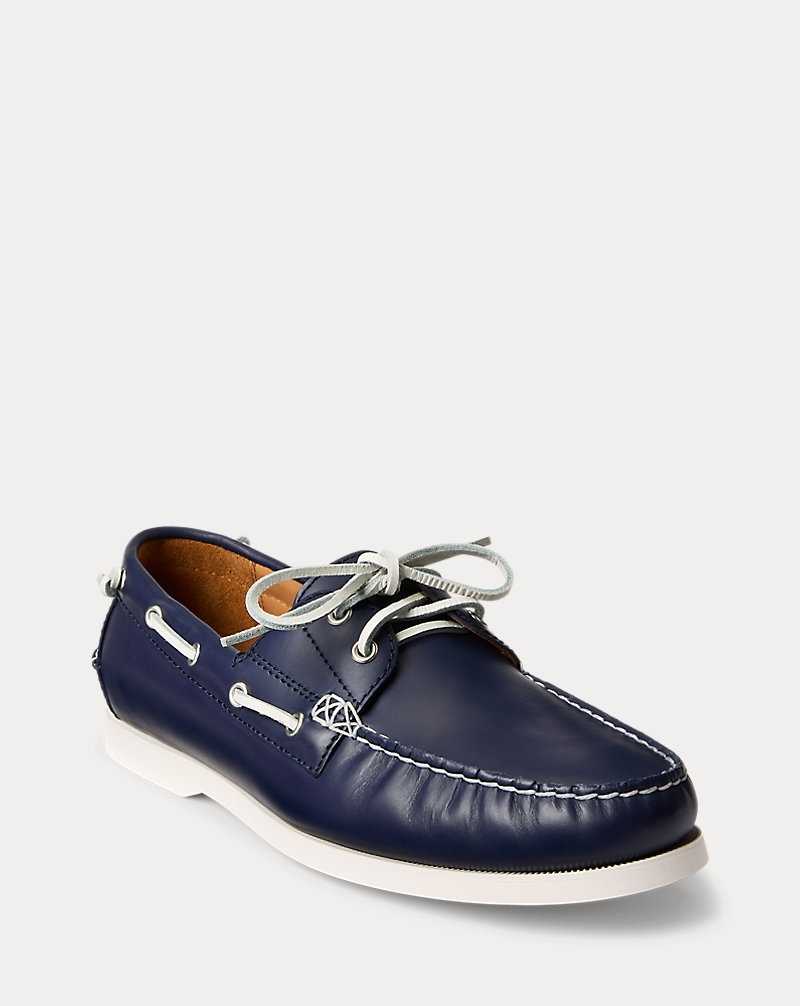 Zapatos Casual Ralph Lauren Merton Leather Boat Shoe Hombre Azul Marino | IQZWKMP-24 - vista 2