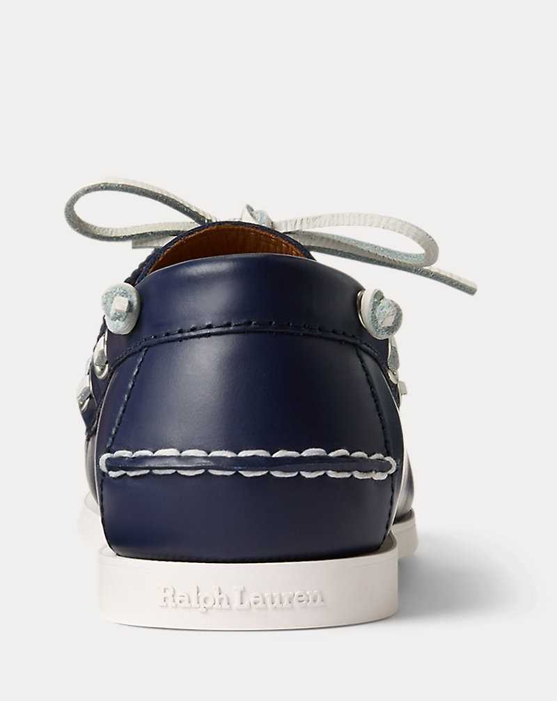 Zapatos Casual Ralph Lauren Merton Leather Boat Shoe Hombre Azul Marino | IQZWKMP-24 - vista 3