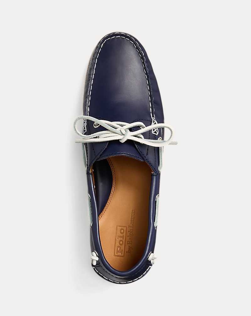 Zapatos Casual Ralph Lauren Merton Leather Boat Shoe Hombre Azul Marino | IQZWKMP-24 - vista 4