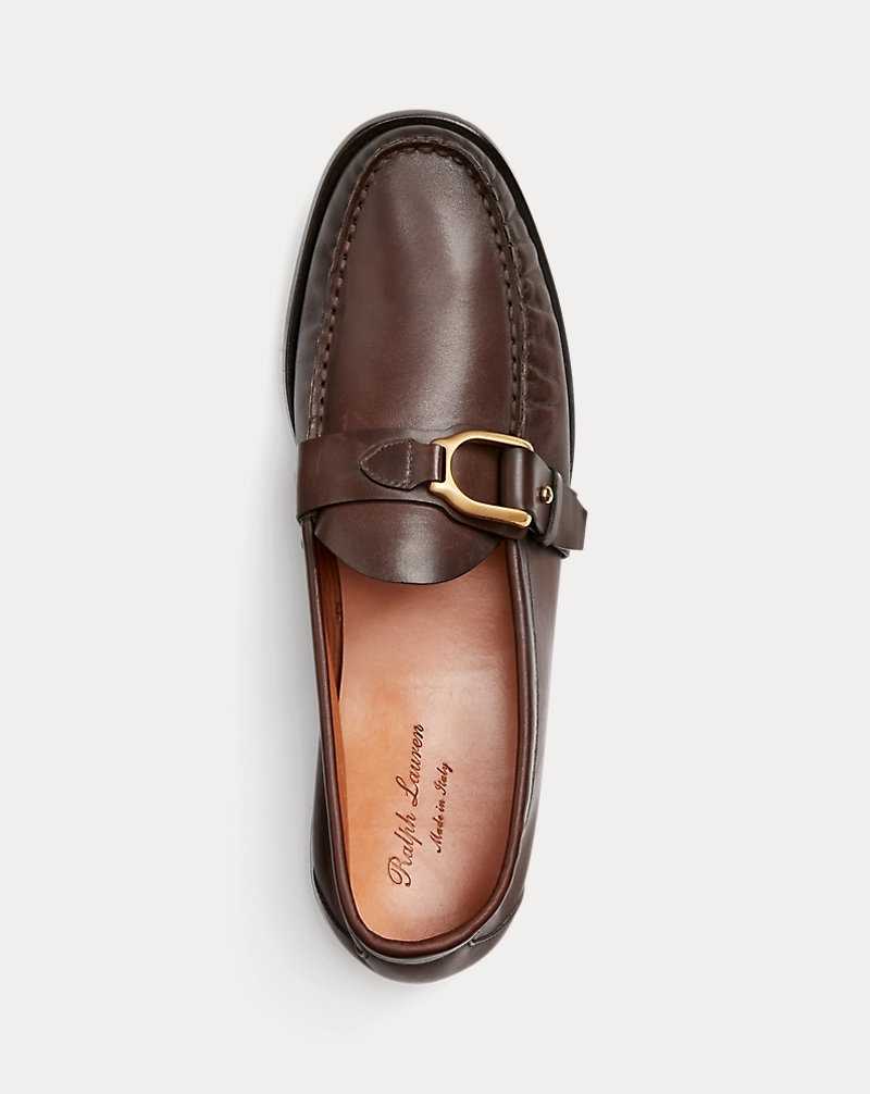 Zapatos Casual Ralph Lauren Welington Perrin Calfskin Loafer Hombre Marrom | GXDRNPZ-25 - vista 4