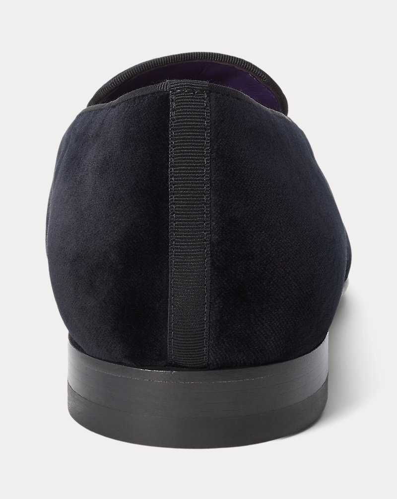 Zapatos Formales Ralph Lauren Alonzo Bullion Velvet Slipper Hombre Black/Silver | EWXMLRK-49 - vista 3