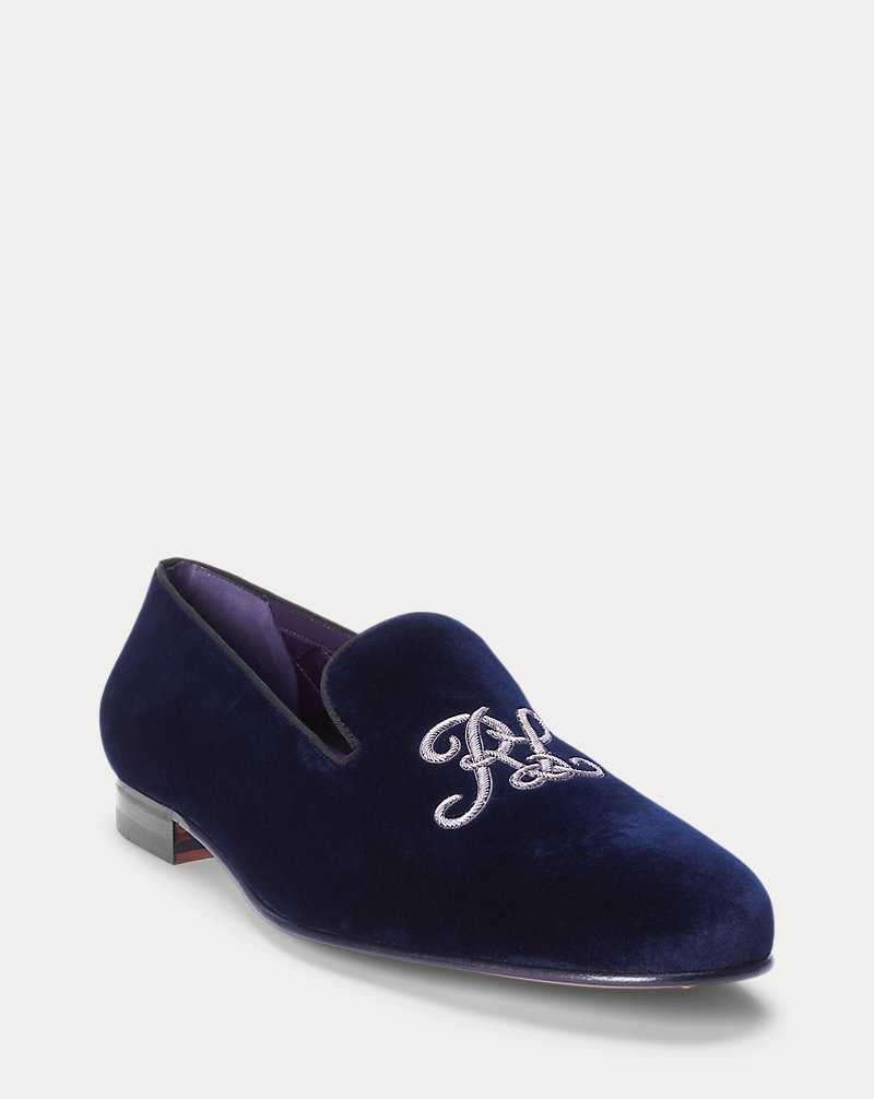 Zapatos Formales Ralph Lauren Alonzo Bullion Velvet Slipper Hombre Azul Marino | QEAIGPD-57 - vista 2