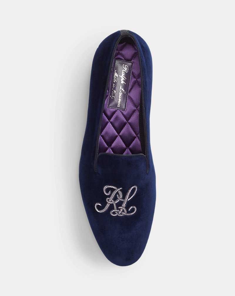 Zapatos Formales Ralph Lauren Alonzo Bullion Velvet Slipper Hombre Azul Marino | QEAIGPD-57 - vista 4