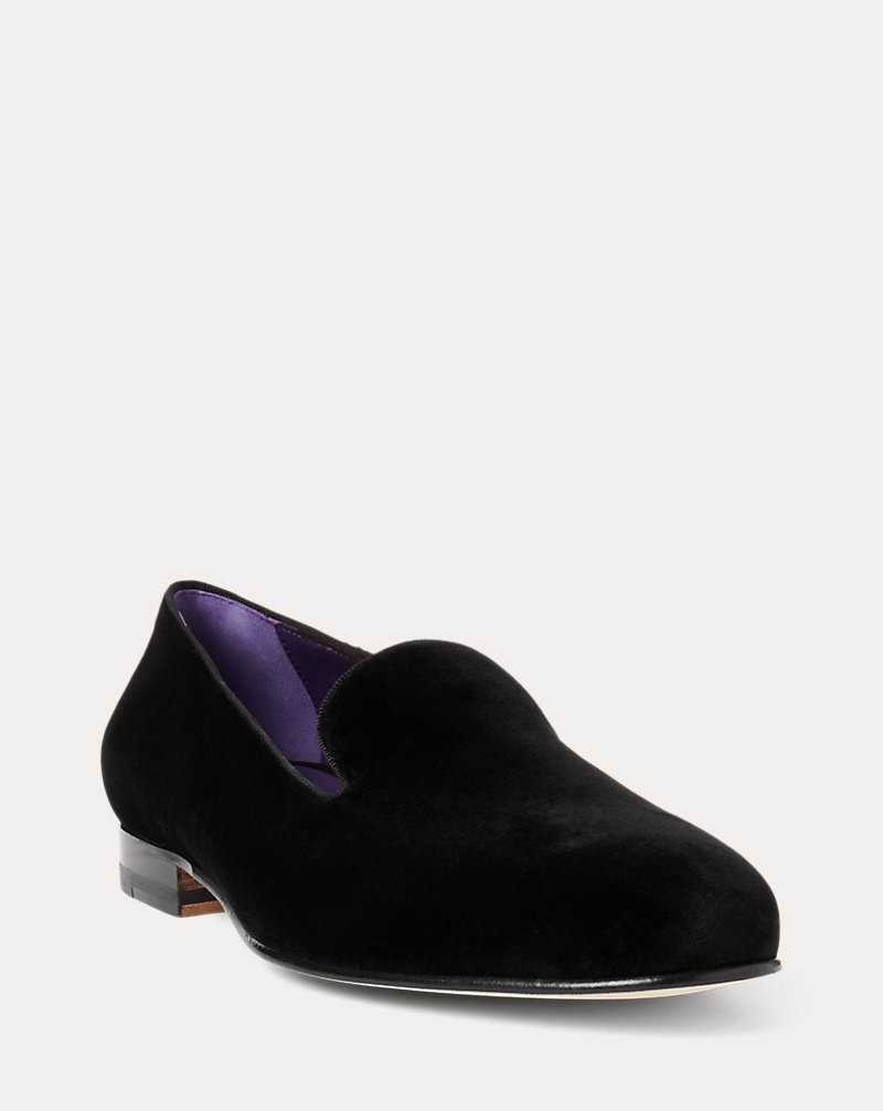 Zapatos Formales Ralph Lauren Alonzo Velvet Slipper Hombre Negros | JIKAMCO-79 - vista 2