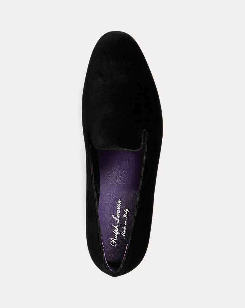 Zapatos Formales Ralph Lauren Alonzo Velvet Slipper Hombre Negros | JIKAMCO-79 - vista 4