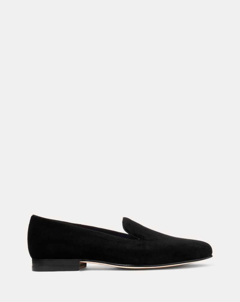 Zapatos Formales Ralph Lauren Alonzo Velvet Slipper Hombre Negros | JIKAMCO-79 - vista 1