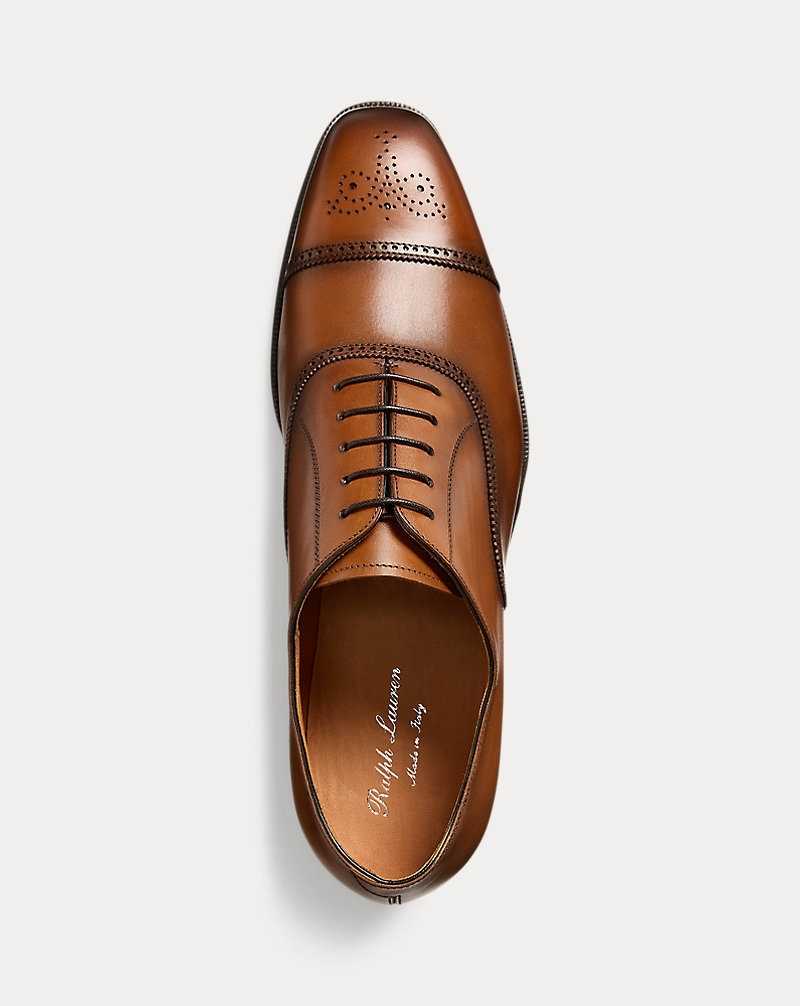 Zapatos Formales Ralph Lauren Denver Burnished Calfskin Cap-Toe Shoe Hombre Tan | DFMTPQU-87 - vista 4