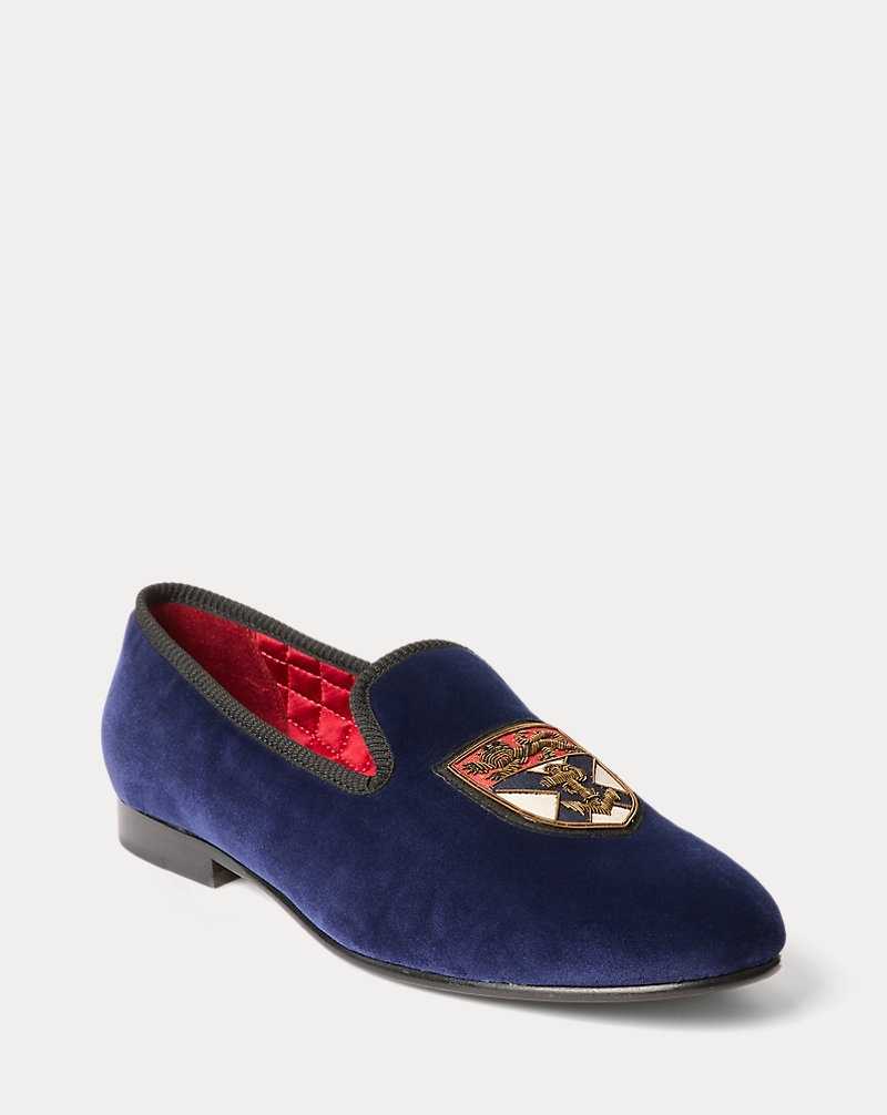 Zapatos Formales Ralph Lauren Paxton Crest Velvet Slipper Hombre Azul Marino | TZFGVOW-18 - vista 2