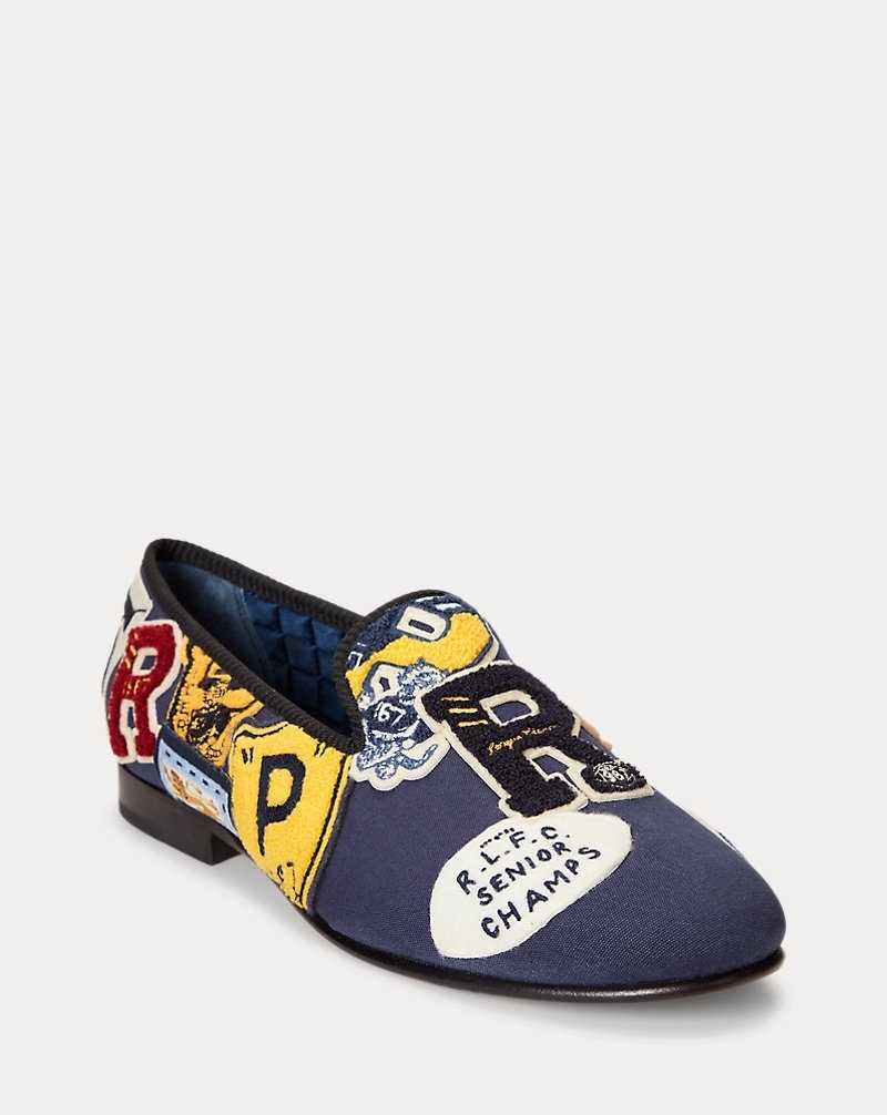 Zapatos Formales Ralph Lauren Paxton Logo-Patch Canvas Slipper Hombre Azul Marino | XKCOZSD-14 - vista 2