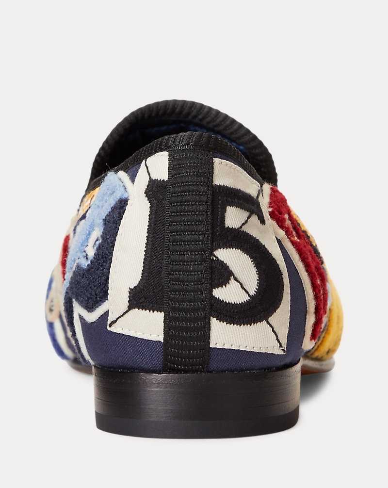 Zapatos Formales Ralph Lauren Paxton Logo-Patch Canvas Slipper Hombre Azul Marino | XKCOZSD-14 - vista 3