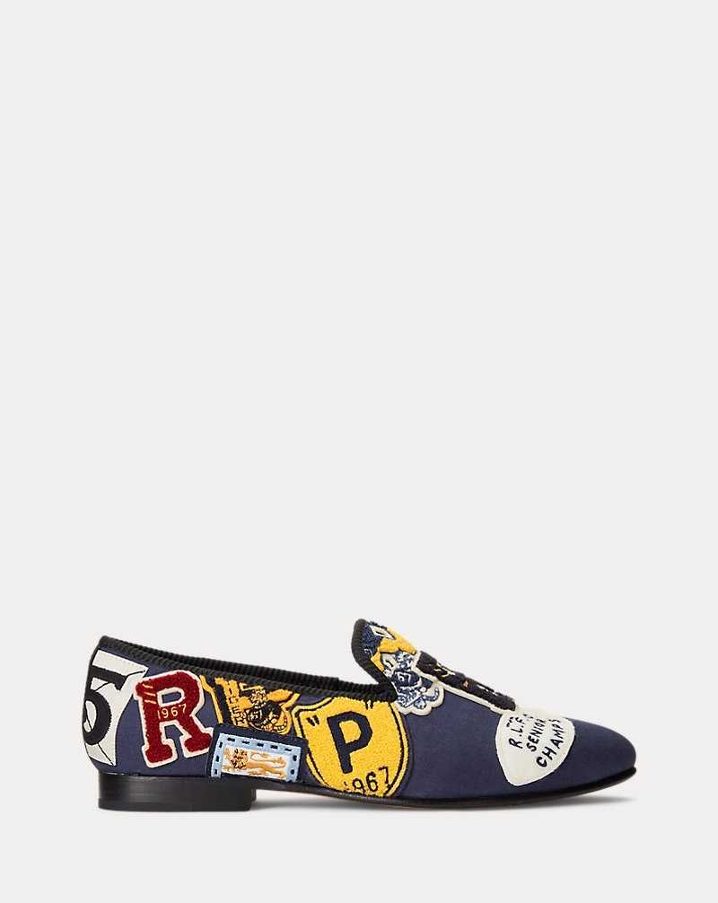 Zapatos Formales Ralph Lauren Paxton Logo-Patch Canvas Slipper Hombre Azul Marino | XKCOZSD-14 - vista 1