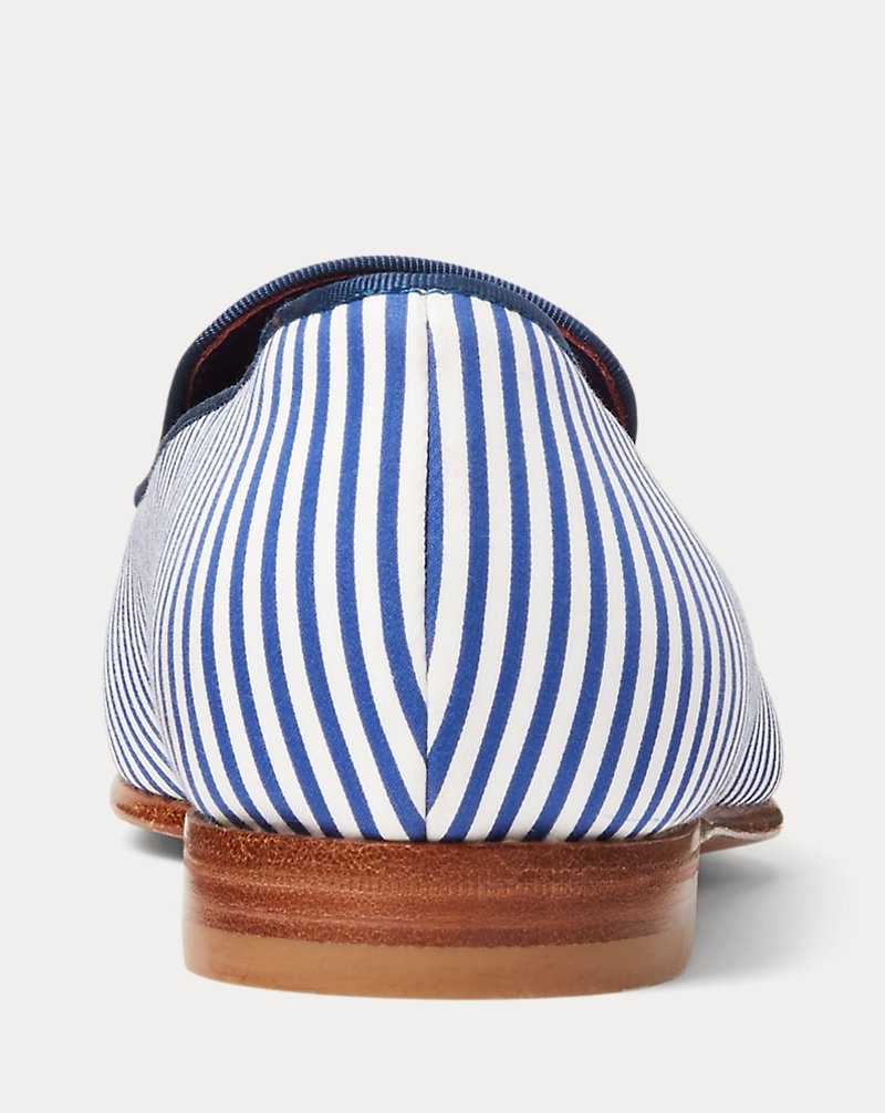 Zapatos Planos Ralph Lauren Alonzo Embroidered Striped Slipper Mujer Azules | JHCXURE-61 - vista 3