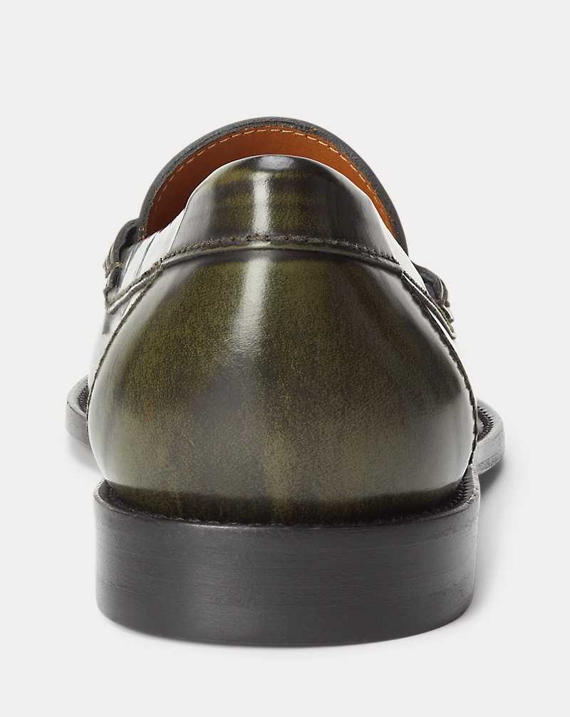 Zapatos Planos Ralph Lauren Ashtyn Fringe-Trim Calfskin Loafer Mujer Verde Oliva | NXOULEF-04 - vista 3