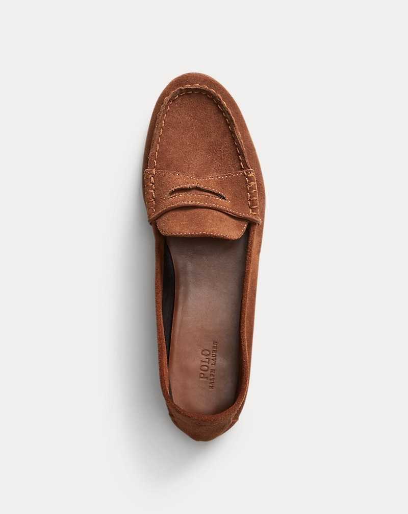 Zapatos Planos Ralph Lauren Ashtyn Suede Penny Loafer Mujer Snuff | EZTADPO-45 - vista 4