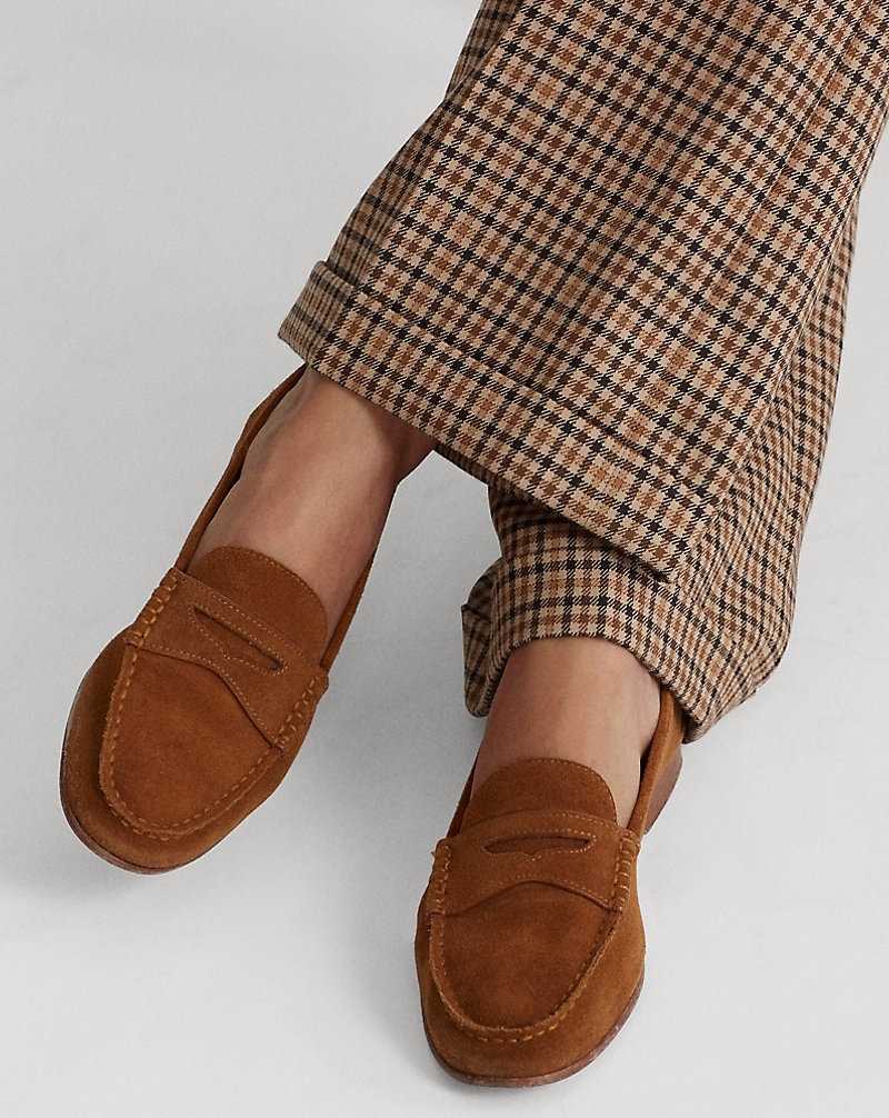 Zapatos Planos Ralph Lauren Ashtyn Suede Penny Loafer Mujer Snuff | EZTADPO-45 - vista 5