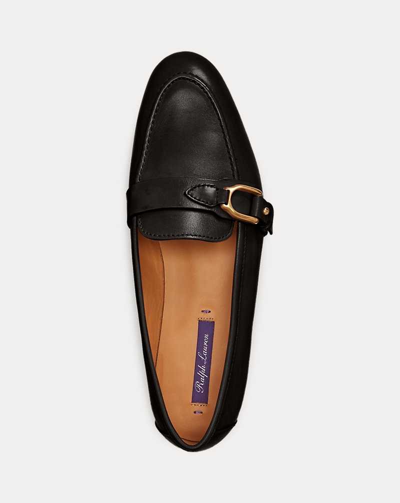 Zapatos Planos Ralph Lauren Audrey Welington Calfskin Loafer Mujer Negros | ZBWVYJO-50 - vista 4