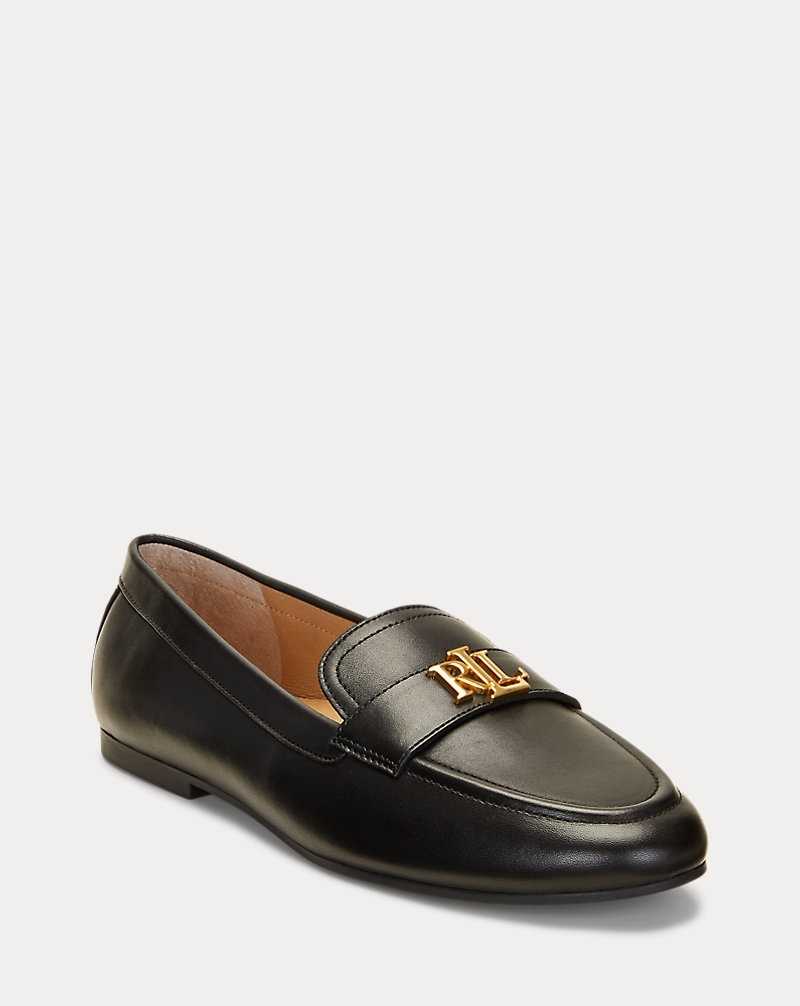 Zapatos Planos Ralph Lauren Averi III Burnished Leather Loafer Mujer Negros | PJORHVB-80 - vista 2