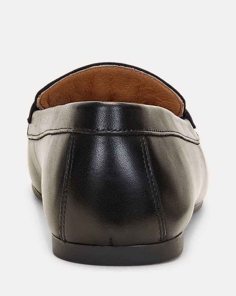 Zapatos Planos Ralph Lauren Averi III Burnished Leather Loafer Mujer Negros | PJORHVB-80 - vista 3