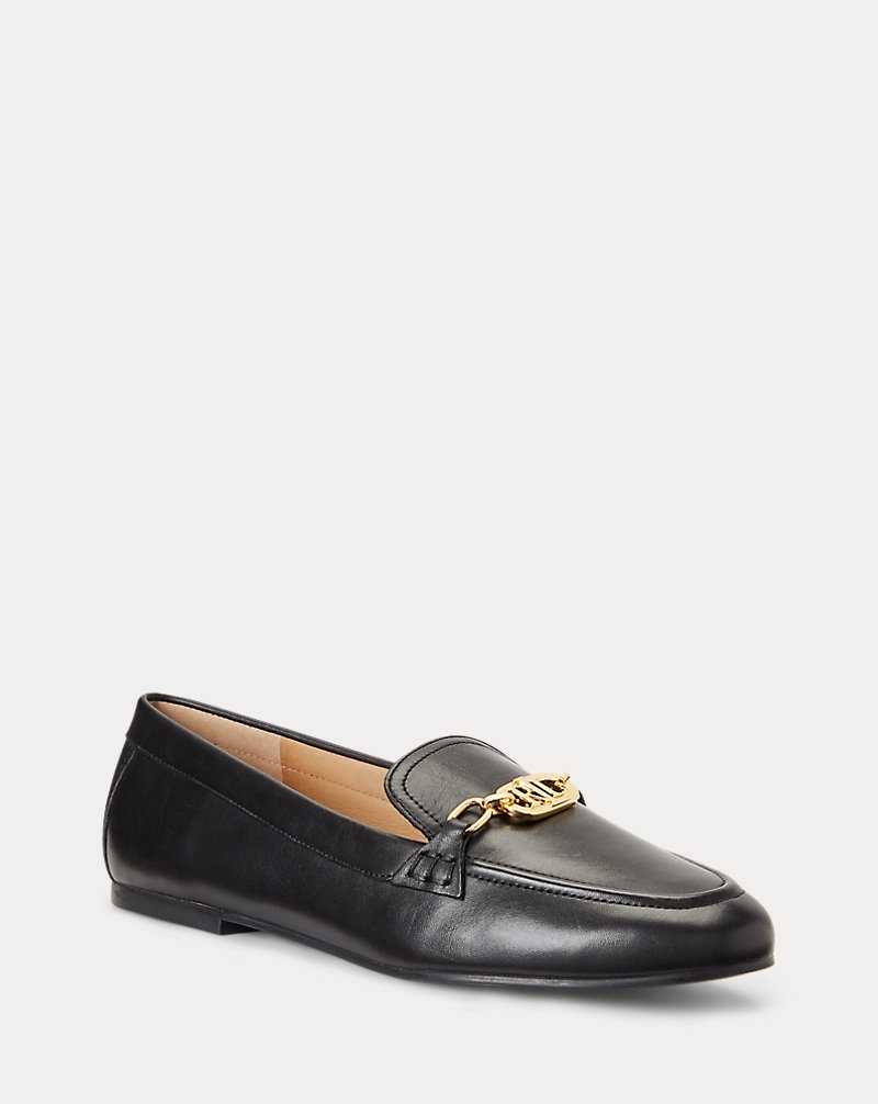 Zapatos Planos Ralph Lauren Averi Nappa Leather Loafer Mujer Negros | DUGBHXJ-28 - vista 2