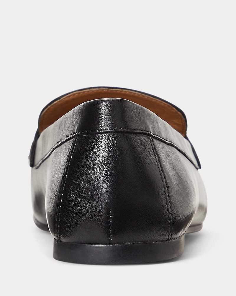 Zapatos Planos Ralph Lauren Averi Nappa Leather Loafer Mujer Negros | DUGBHXJ-28 - vista 3