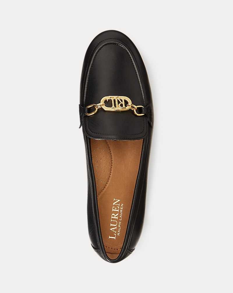 Zapatos Planos Ralph Lauren Averi Nappa Leather Loafer Mujer Negros | DUGBHXJ-28 - vista 4