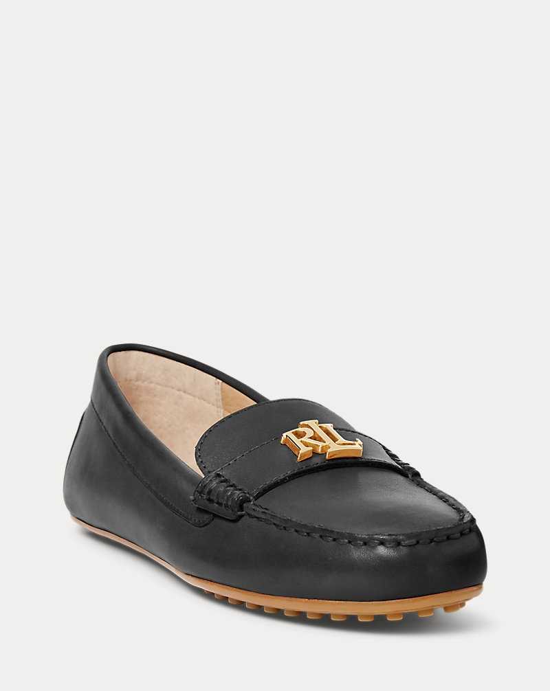 Zapatos Planos Ralph Lauren Barnsbury Burnished Leather Driver Mujer Negros | CPAKQJH-45 - vista 2