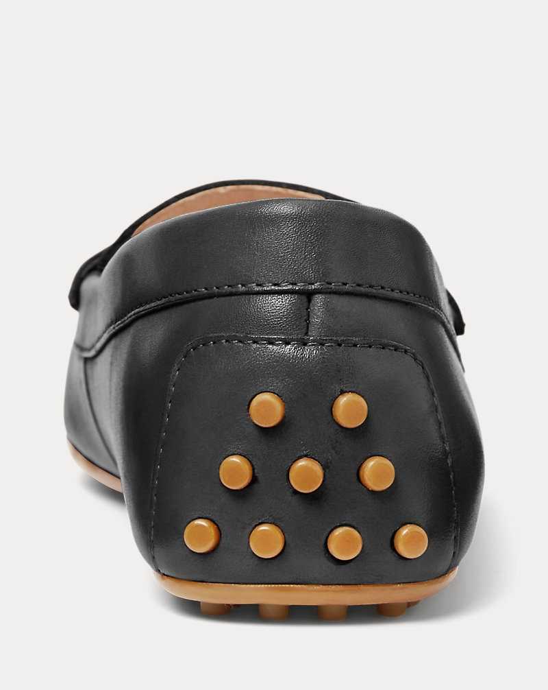 Zapatos Planos Ralph Lauren Barnsbury Burnished Leather Driver Mujer Negros | CPAKQJH-45 - vista 3