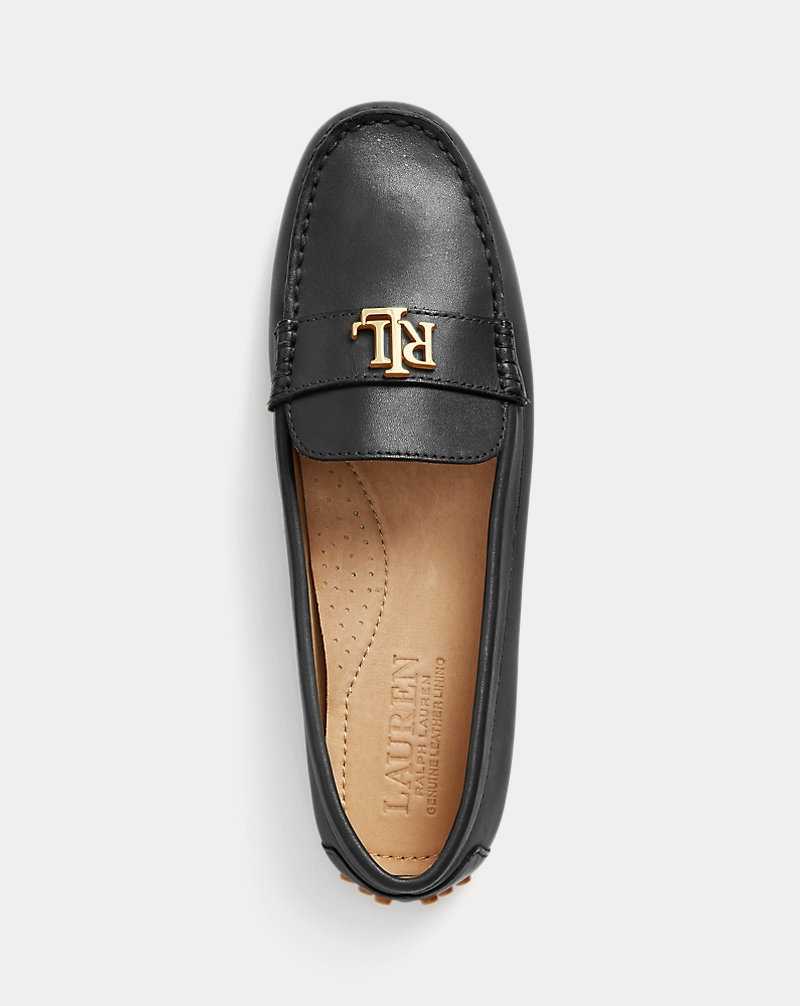 Zapatos Planos Ralph Lauren Barnsbury Burnished Leather Driver Mujer Negros | CPAKQJH-45 - vista 4