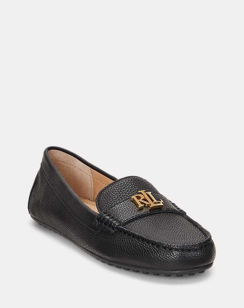 Zapatos Planos Ralph Lauren Barnsbury Pebbled Leather Driver Mujer Negros | NXBIKDM-72 - vista 2
