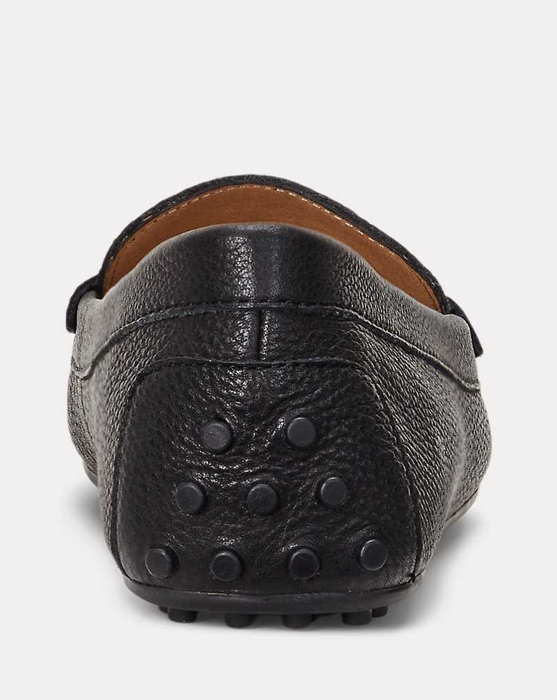 Zapatos Planos Ralph Lauren Barnsbury Pebbled Leather Driver Mujer Negros | NXBIKDM-72 - vista 3