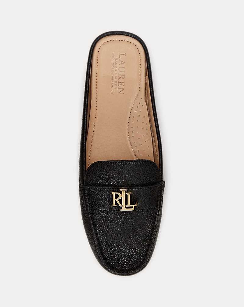 Zapatos Planos Ralph Lauren Barnsbury Pebbled Leather Mule Mujer Negros | TZJMHEG-70 - vista 4