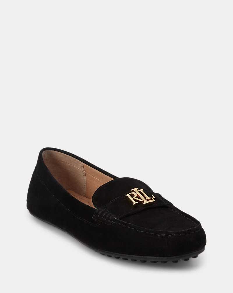 Zapatos Planos Ralph Lauren Barnsbury Suede Loafer Mujer Negros | UZQDWBT-35 - vista 2