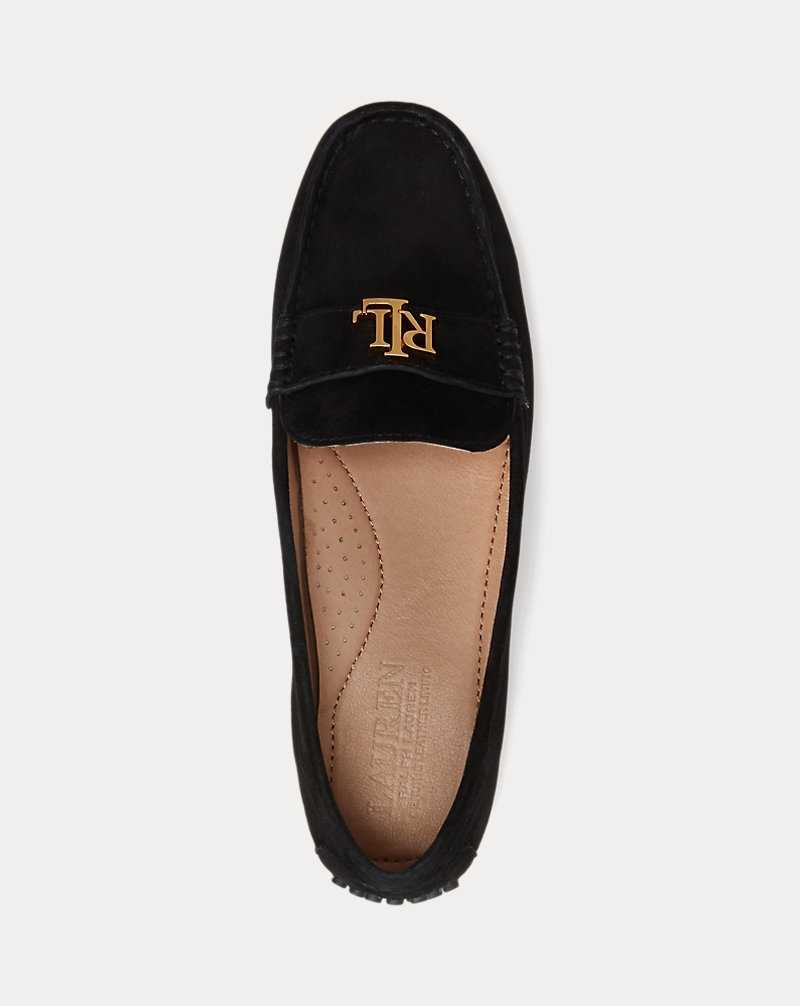 Zapatos Planos Ralph Lauren Barnsbury Suede Loafer Mujer Negros | UZQDWBT-35 - vista 4