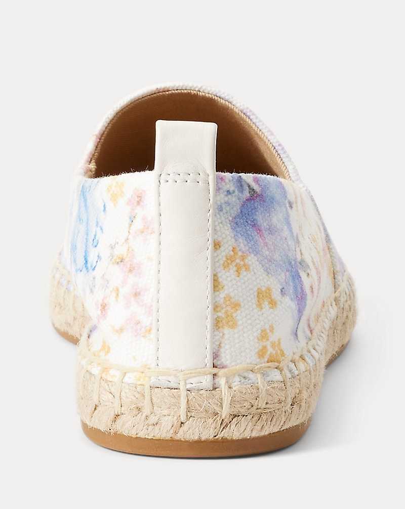 Zapatos Planos Ralph Lauren Cameryn III Floral Canvas Mujer Creme | MCBQZVI-31 - vista 3